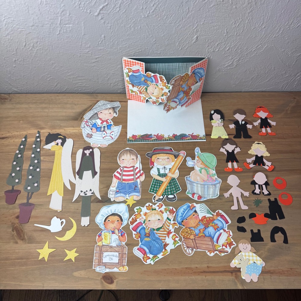 Vintage paper doll scrapbook bulletin board The Dimple Street Gang junk journal